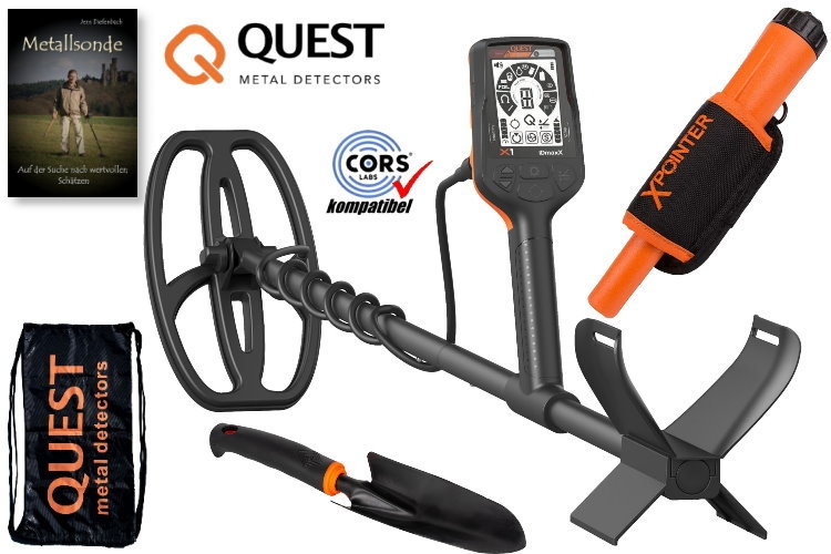 Preview: Quest X1 Metalldetektor &amp; Xpointer Pinpointer (orange) &amp; Schatzsucherha