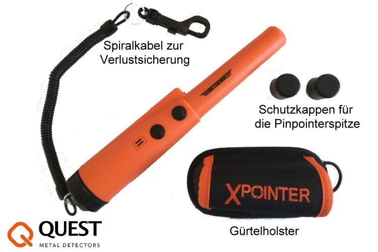 Preview: Quest X1 Metalldetektor &amp; Xpointer Pinpointer (orange) &amp; Schatzsucherha