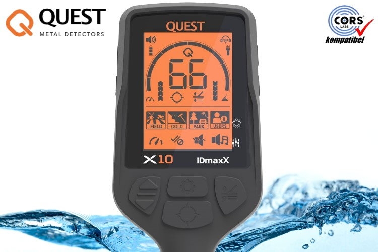 Preview: Metalldetektor Quest X10 IDmaxX &amp; Xpointer Pinpointer (orange) &amp; Schatz