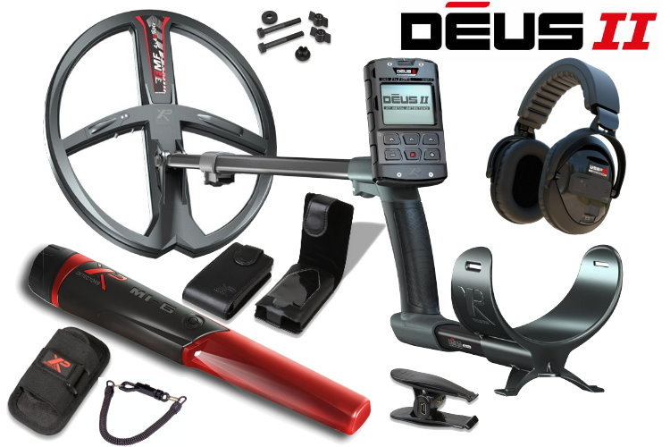 Preview: Metalldetektor XP DEUS II 34cm Spule mit Funkkopfhörer WSA XL ST &amp; MI-6